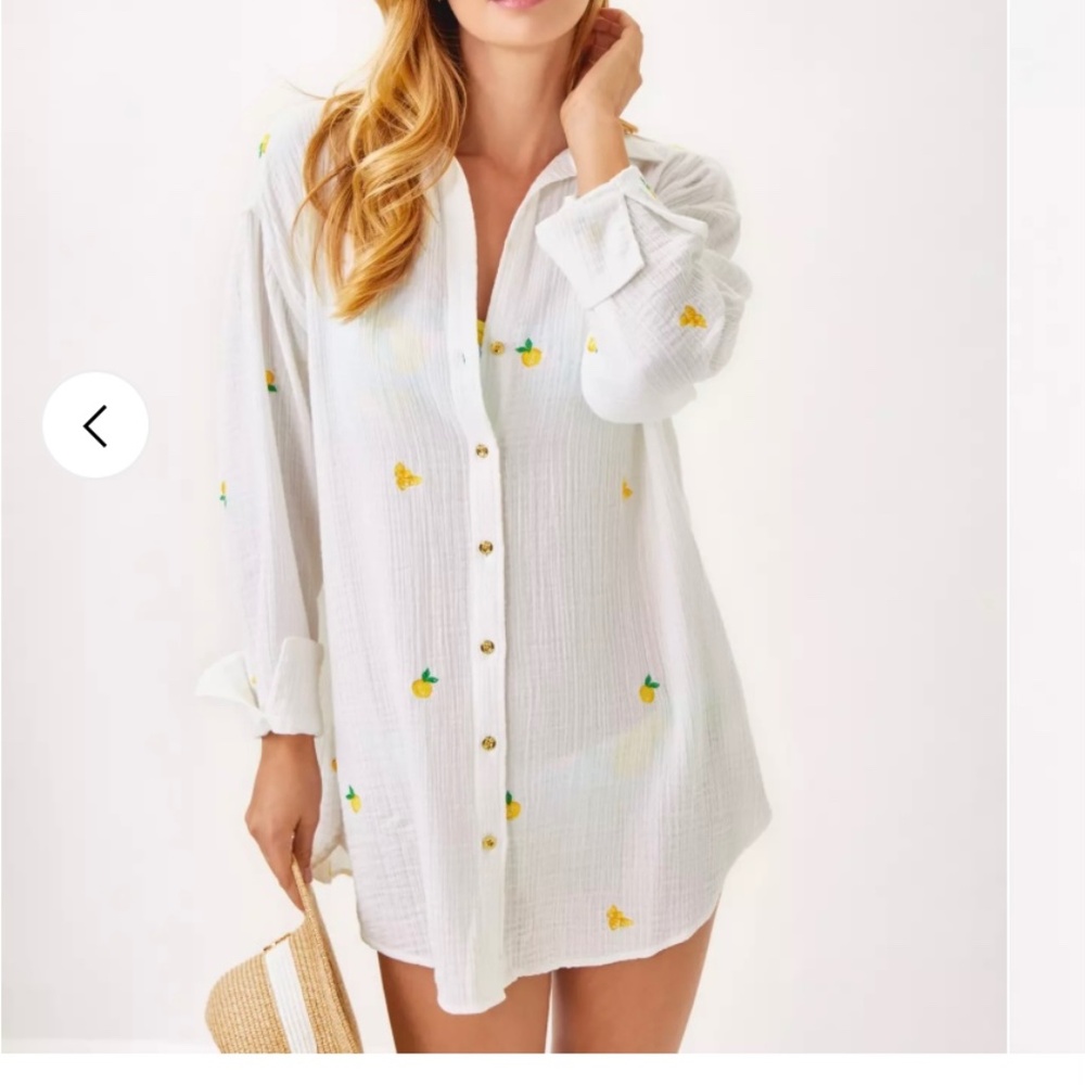 Lilly Pulitzer Kwitney Long Sleeve Cover-Up XL Honeycomb Lemon Bee